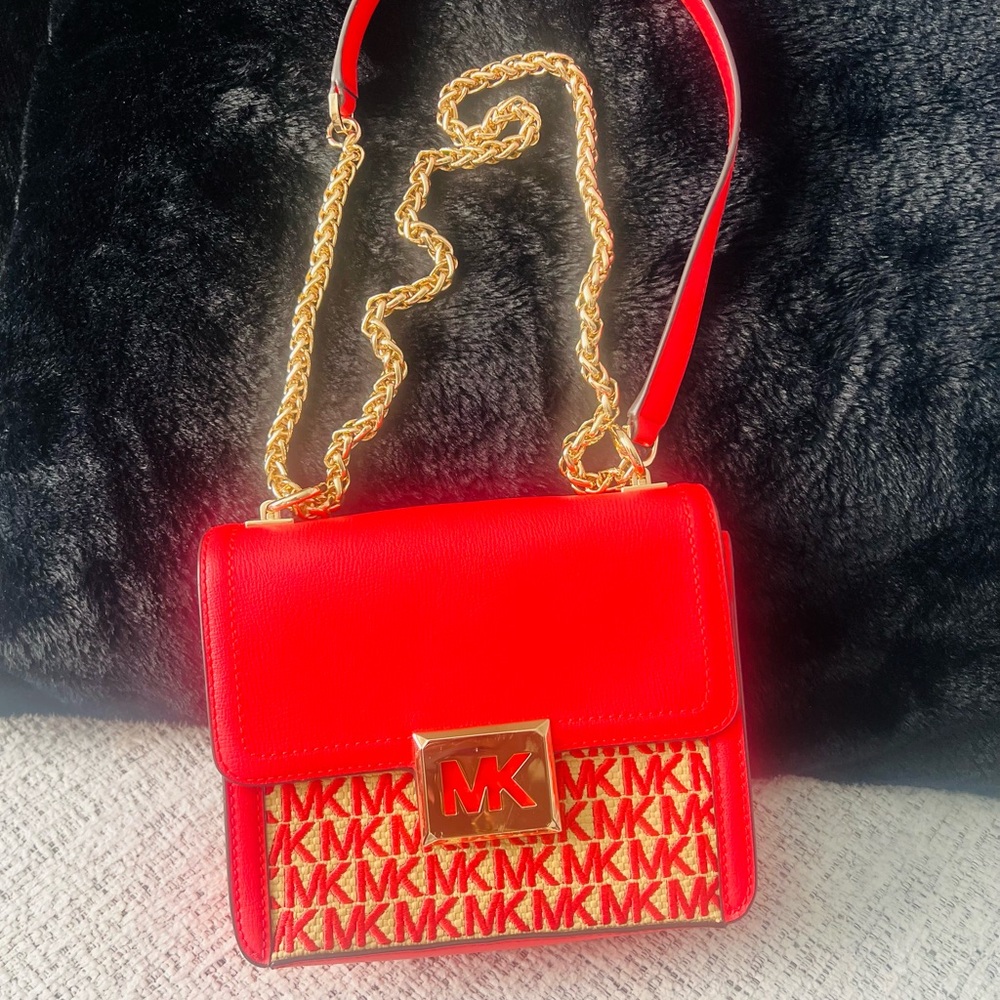 Michael Kors Red Gold Crossbody Bag